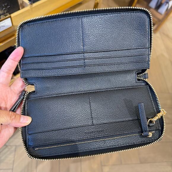 Tory Burch 169972 Thea Wristlet Zip Continental Wallet Black $250 - Picture 6 of 7